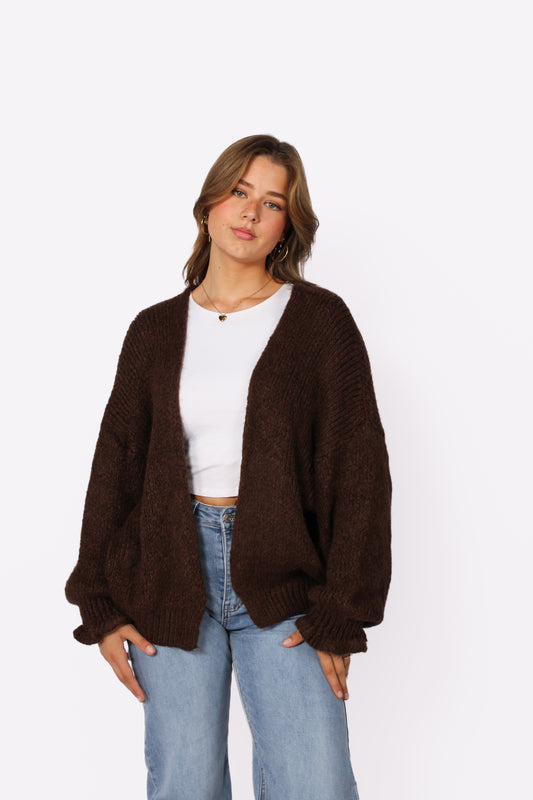KEEP ME WARM CARDIGAN - BROWN
