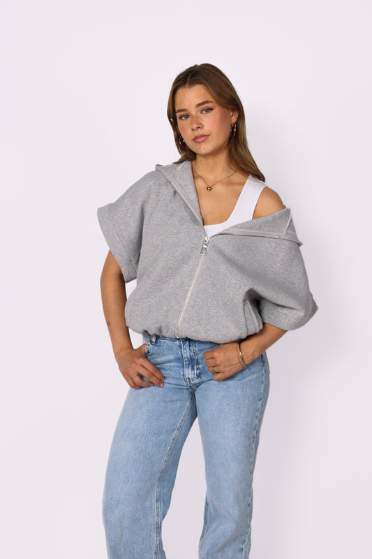 SLEEVELESS HOODIE - GREY