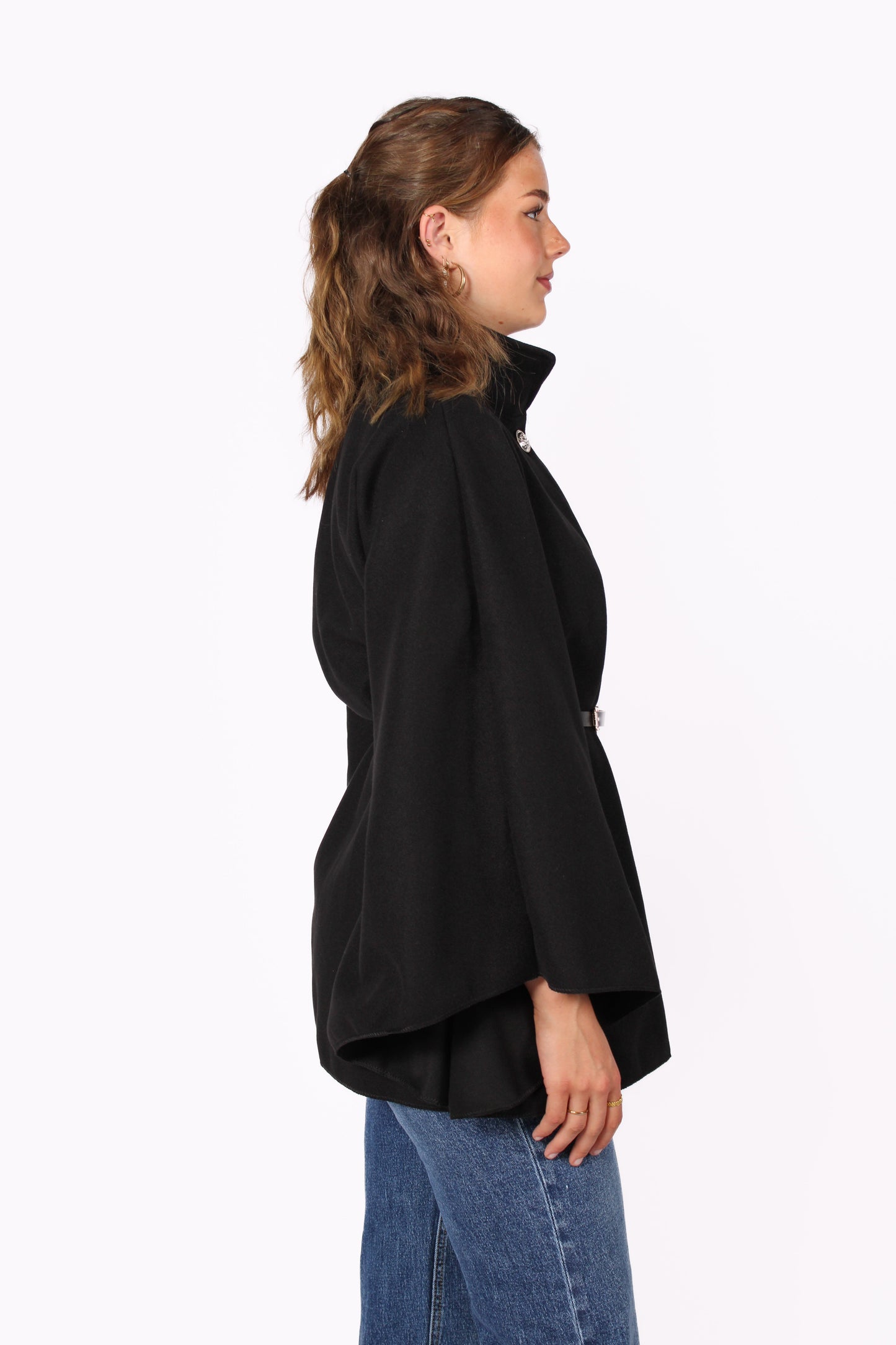 LONG PONCHO - BLACK