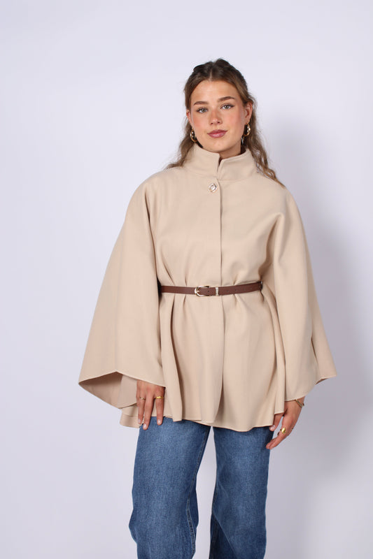 LONG PONCHO - BEIGE