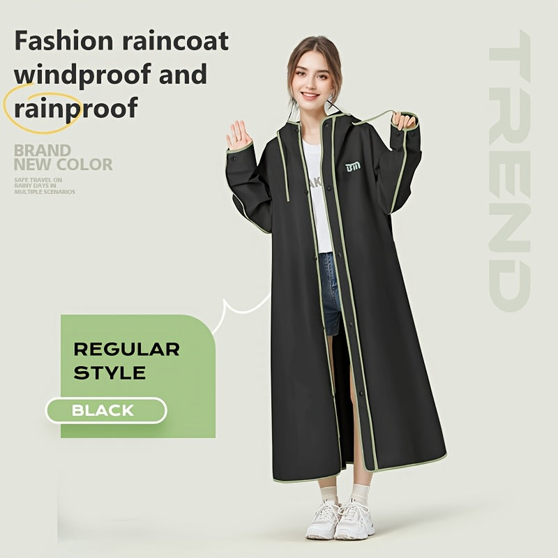 BM Dames Lange Zware Winddichte Regenjas - Oversized Capuchon Motorfiets/Rijjack met Grote Rits aan de Voorkant, Water- en winddicht, Compatibel voor Motorrijden (Groen) Geschikt om te Fietsen, Wandelen of Pendelen in De Regen