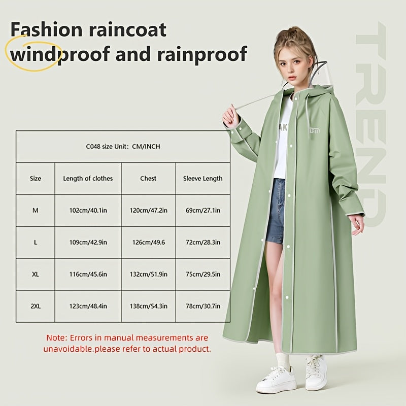 BM Dames Lange Zware Winddichte Regenjas - Oversized Capuchon Motorfiets/Rijjack met Grote Rits aan de Voorkant, Water- en winddicht, Compatibel voor Motorrijden (Groen) Geschikt om te Fietsen, Wandelen of Pendelen in De Regen