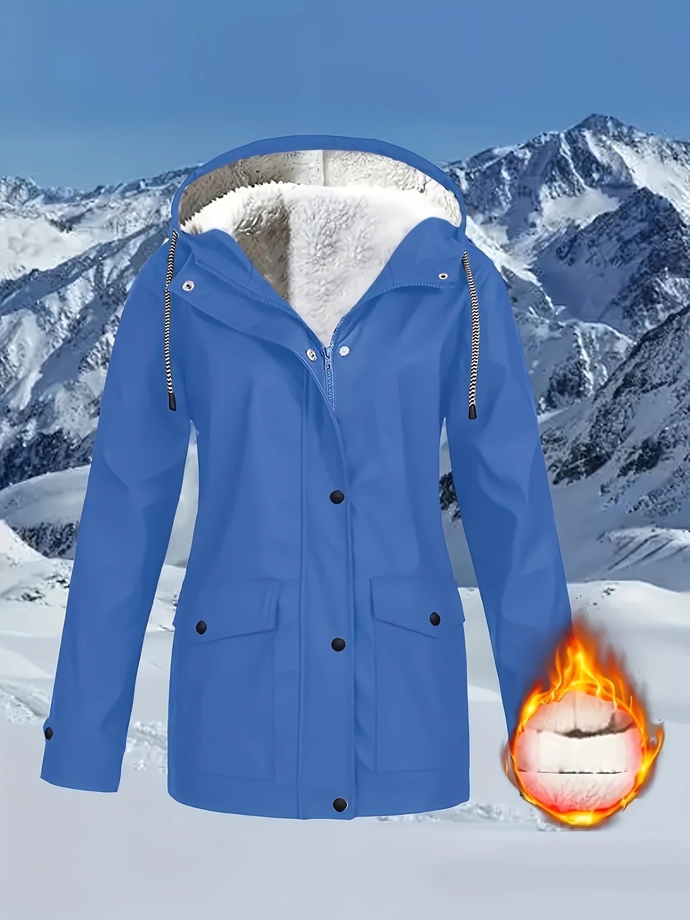 Comfortabele rode jas met rits en kap, met kunstbontenrand - Dames casual lange mouw, met trekkoord, zakken, warme buitenkleding voor herfst en winter, winterkleding|Zip-up hoodie|Comfortabele stofjas