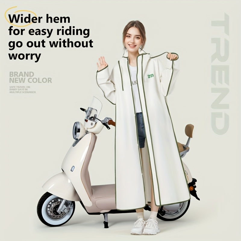 BM Dames Lange Zware Winddichte Regenjas - Oversized Capuchon Motorfiets/Rijjack met Grote Rits aan de Voorkant, Water- en winddicht, Compatibel voor Motorrijden (Groen) Geschikt om te Fietsen, Wandelen of Pendelen in De Regen