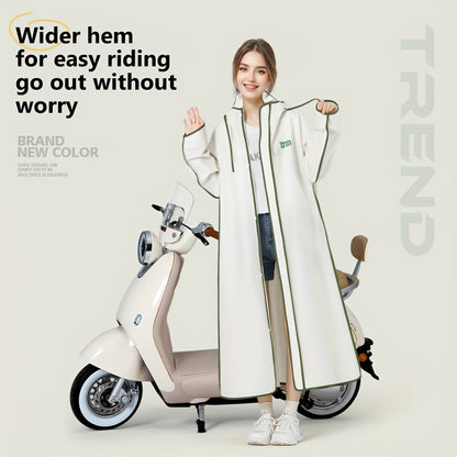 BM Dames Lange Zware Winddichte Regenjas - Oversized Capuchon Motorfiets/Rijjack met Grote Rits aan de Voorkant, Water- en winddicht, Compatibel voor Motorrijden (Groen) Geschikt om te Fietsen, Wandelen of Pendelen in De Regen