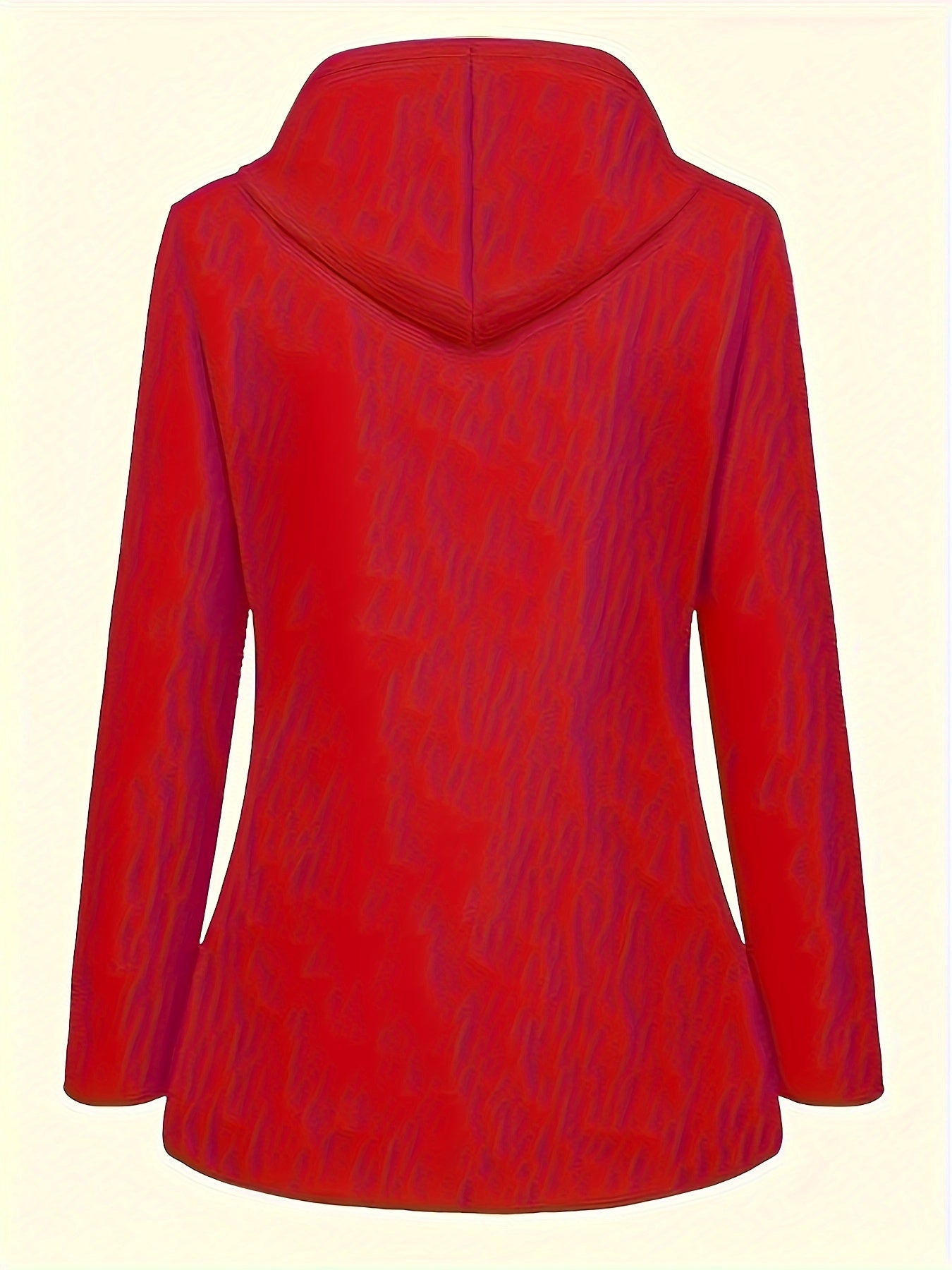 Comfortabele rode jas met rits en kap, met kunstbontenrand - Dames casual lange mouw, met trekkoord, zakken, warme buitenkleding voor herfst en winter, winterkleding|Zip-up hoodie|Comfortabele stofjas