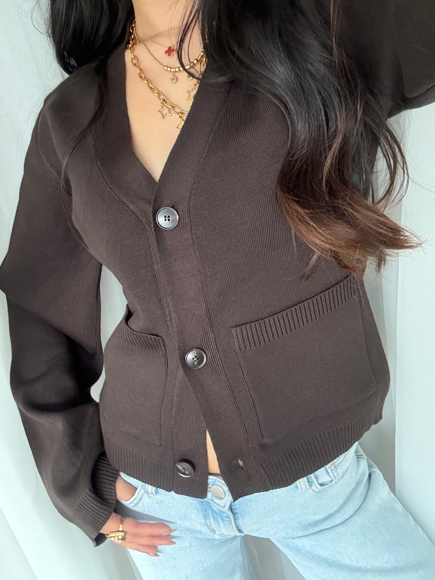 CARDIGAN 5034 - DARK BROWN