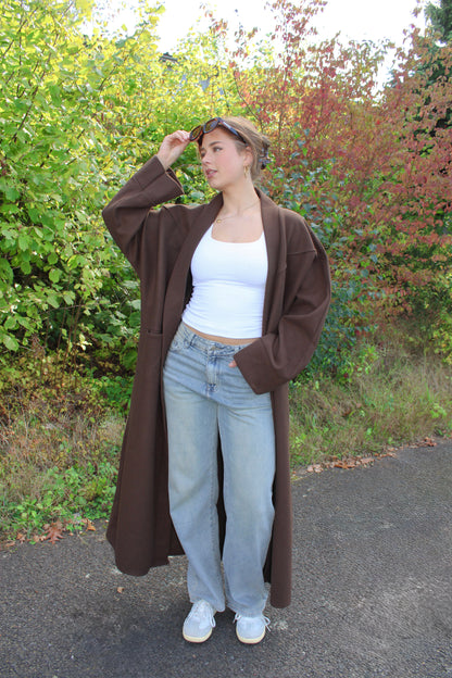 ''TALL'' NYLA KIMONO - CHOCOLATE BROWN