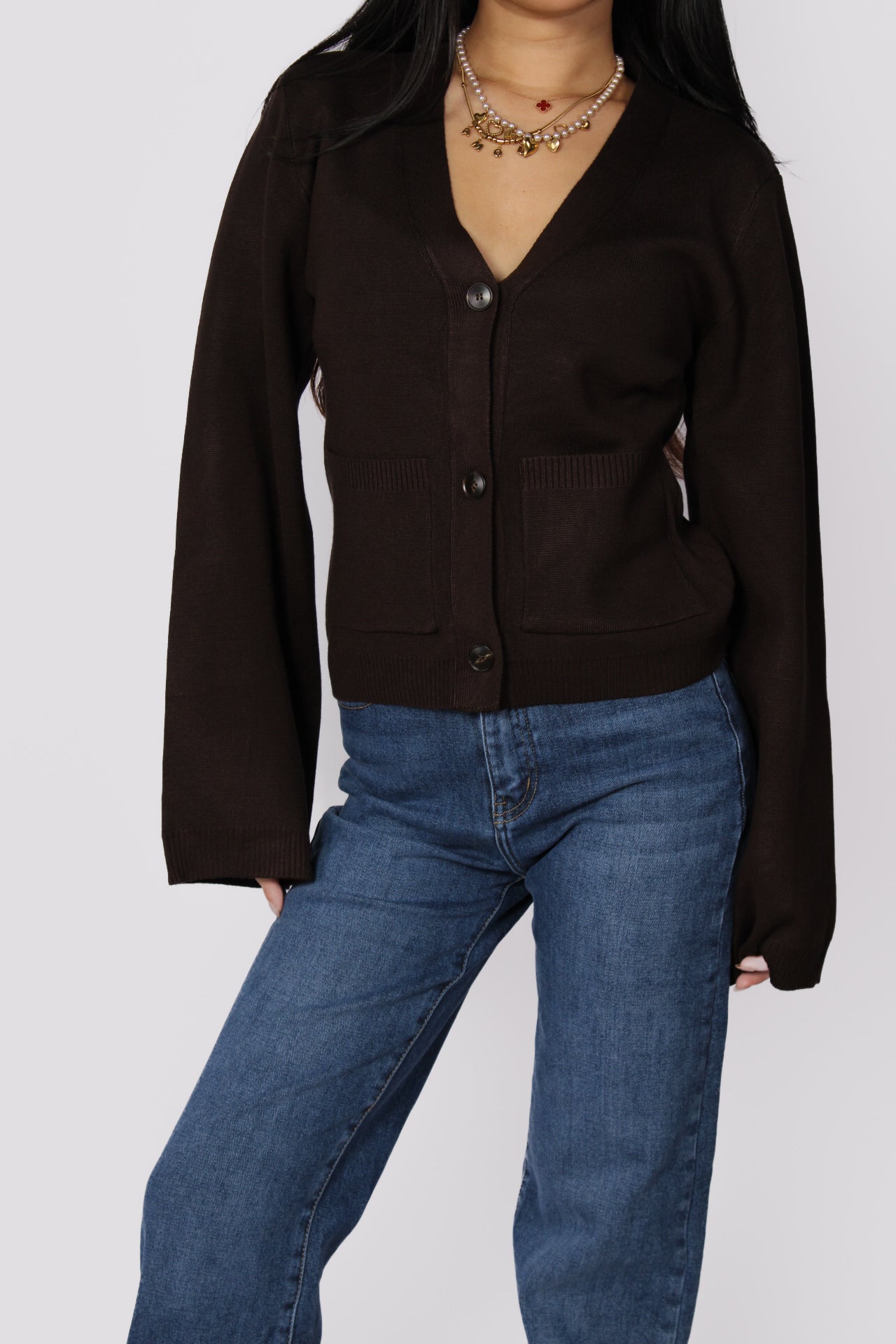 CARDIGAN 5034 - DARK BROWN