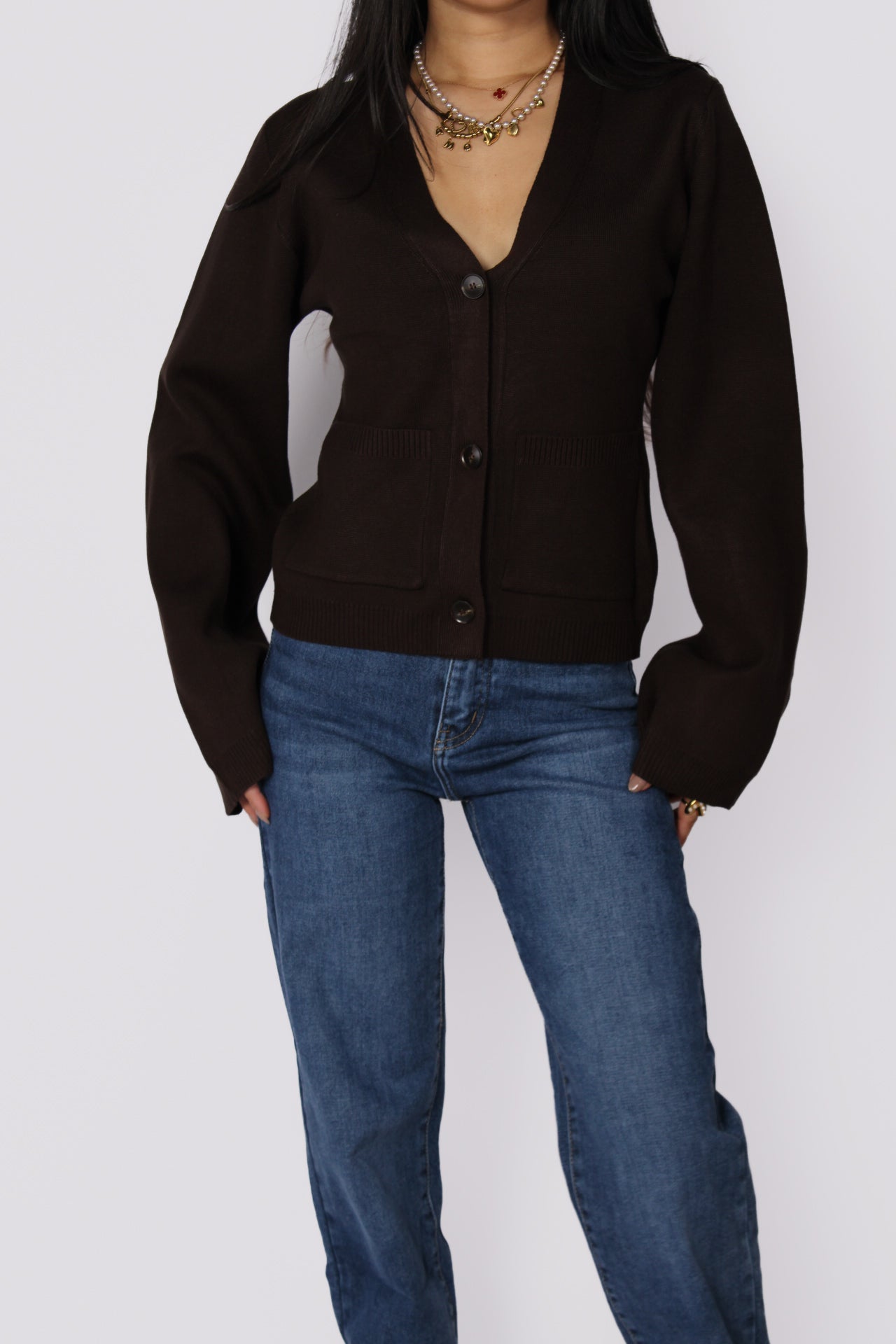 CARDIGAN 5034 - DARK BROWN