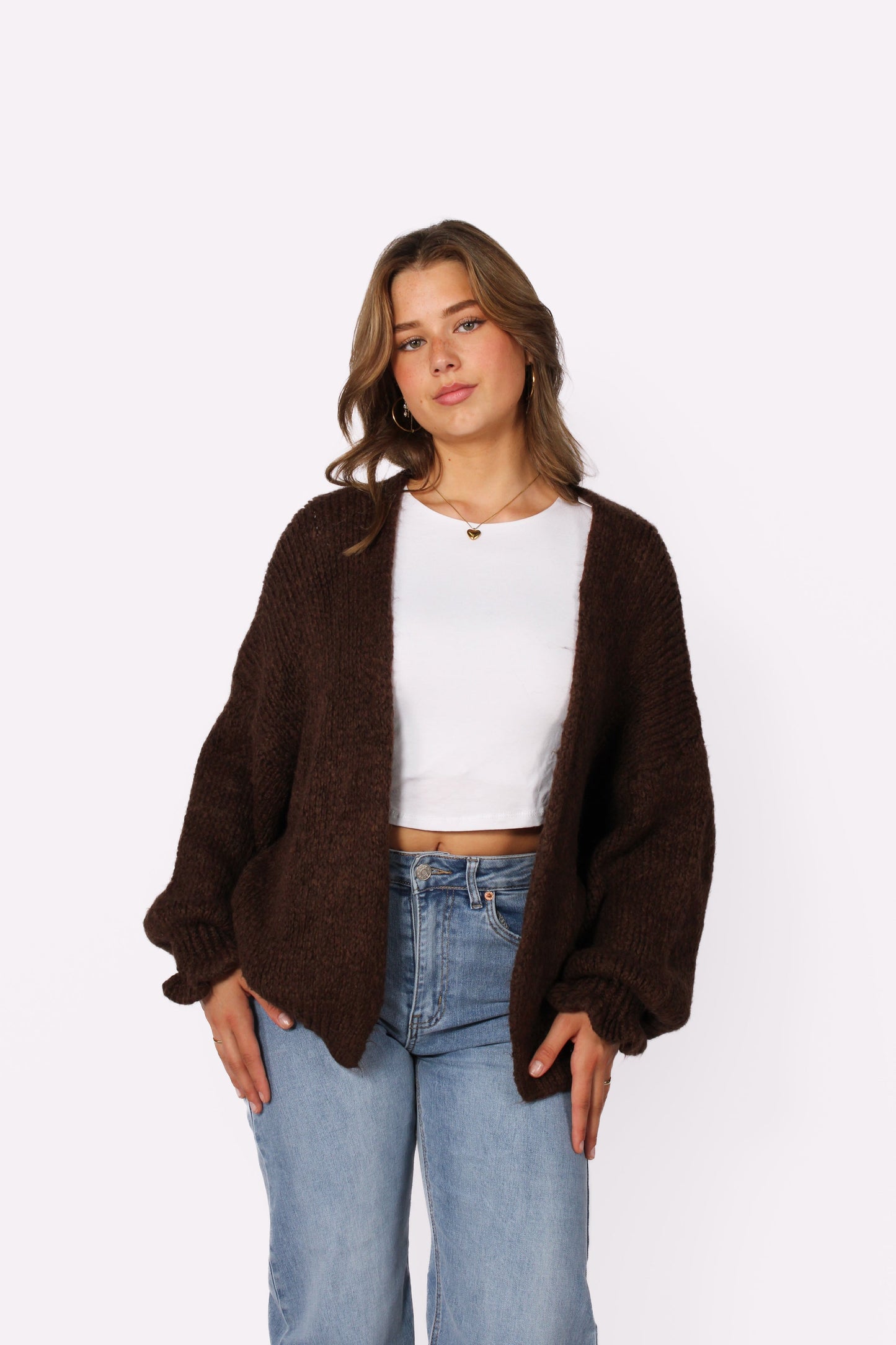 KEEP ME WARM CARDIGAN - BROWN