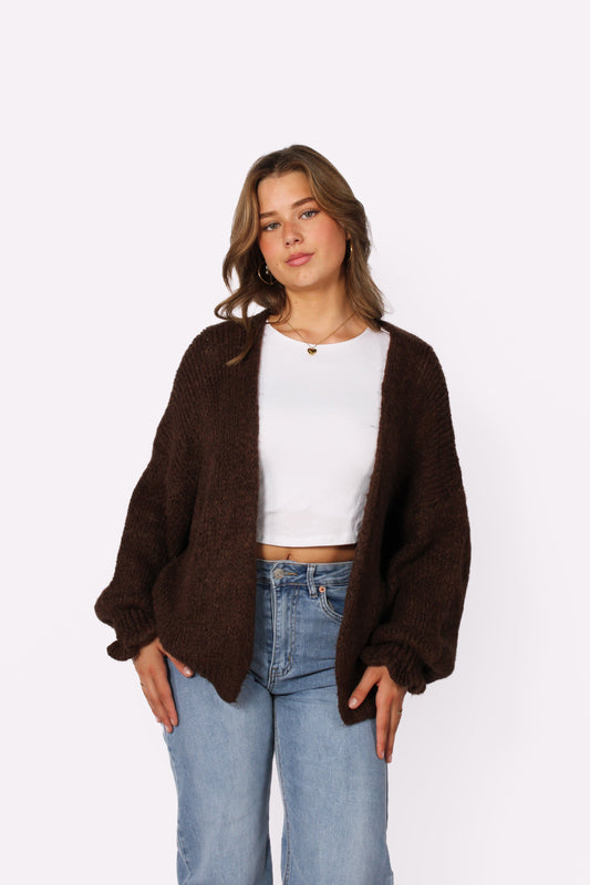 KEEP ME WARM CARDIGAN - BROWN