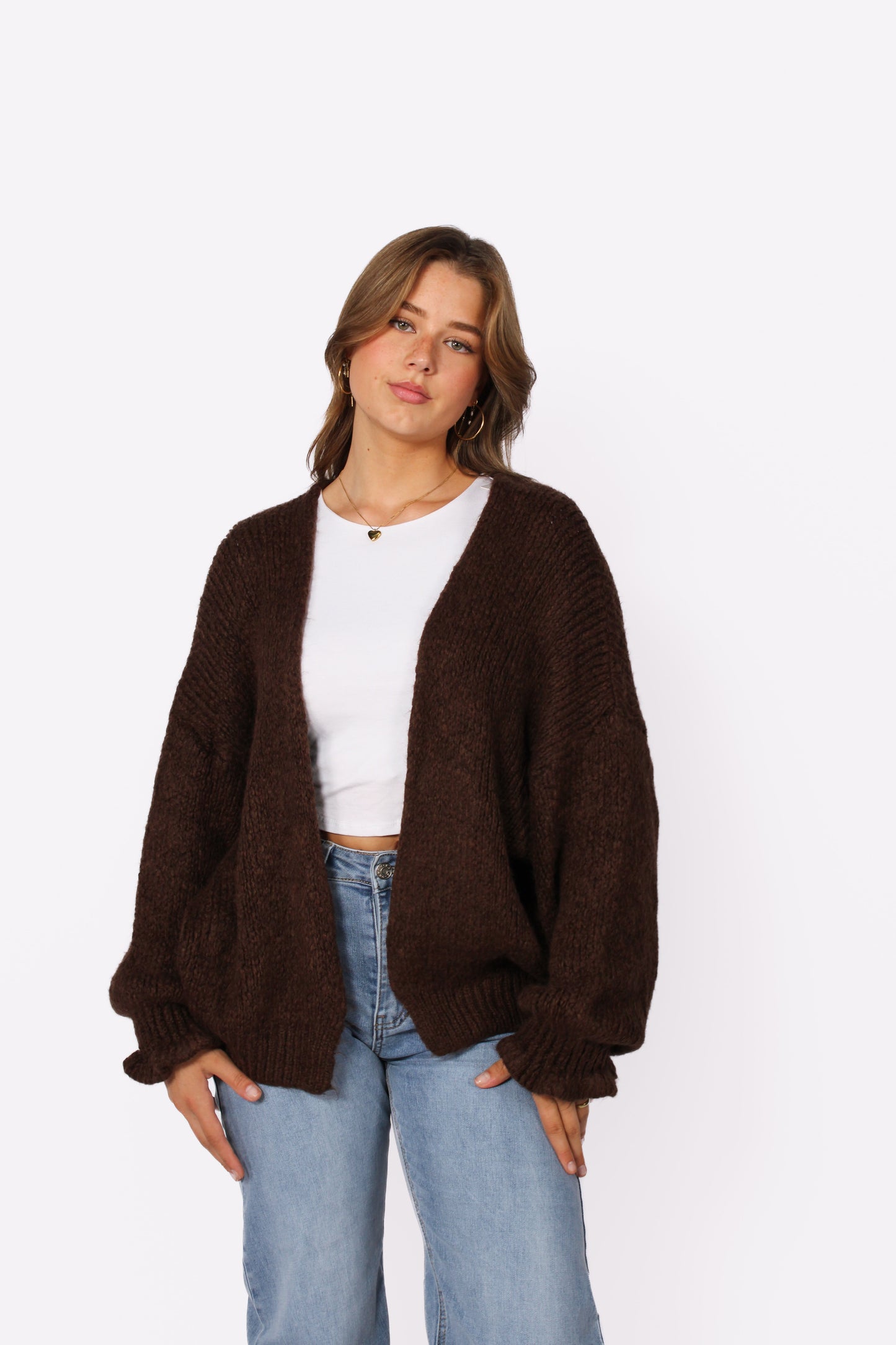 KEEP ME WARM CARDIGAN - BROWN