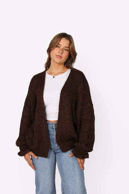 KEEP ME WARM CARDIGAN - BROWN