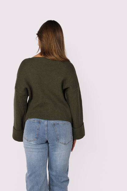 FAY SWEATER - ARMY GREEN