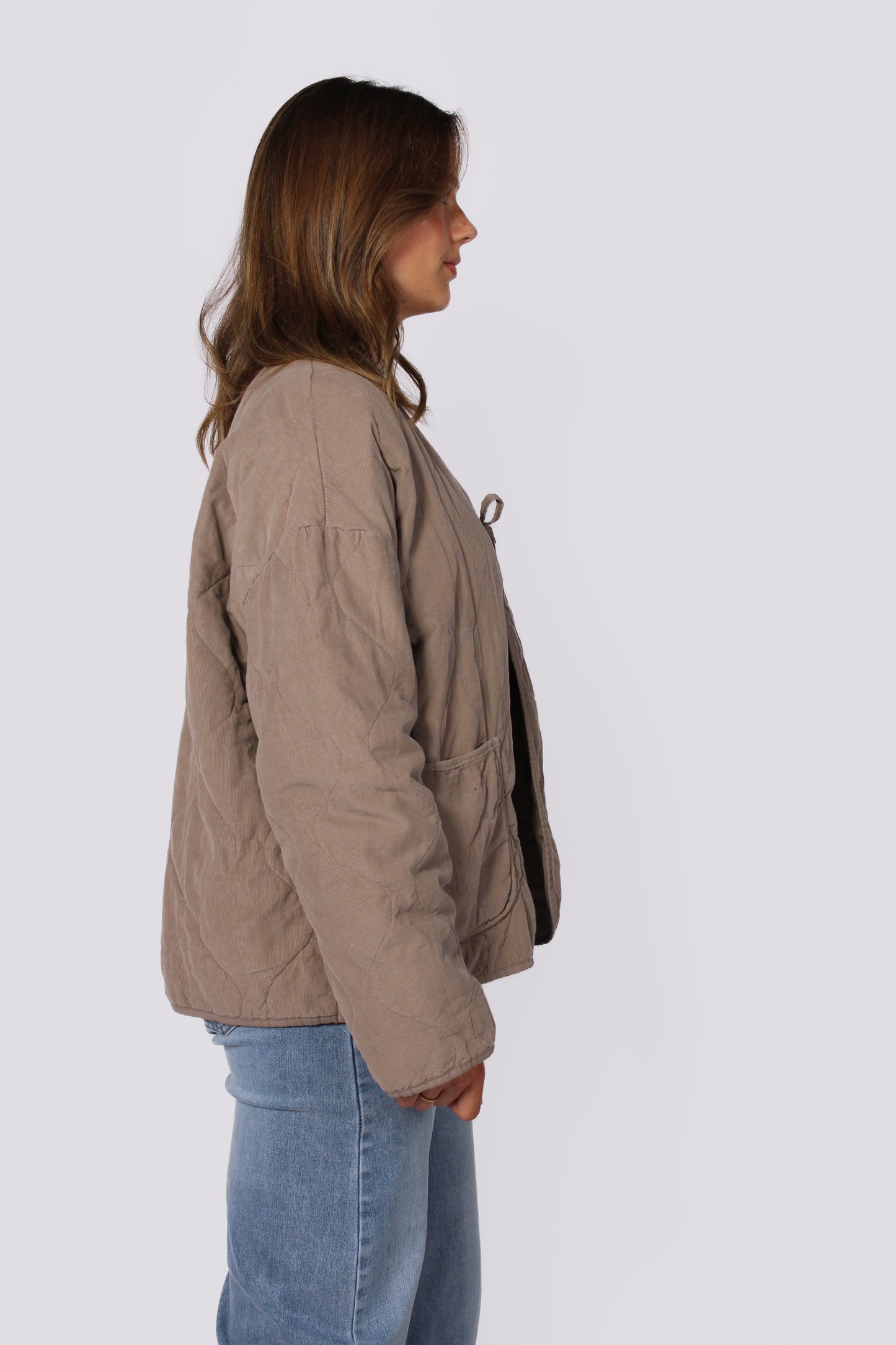 TIE FRONT JACKET - TAUPE