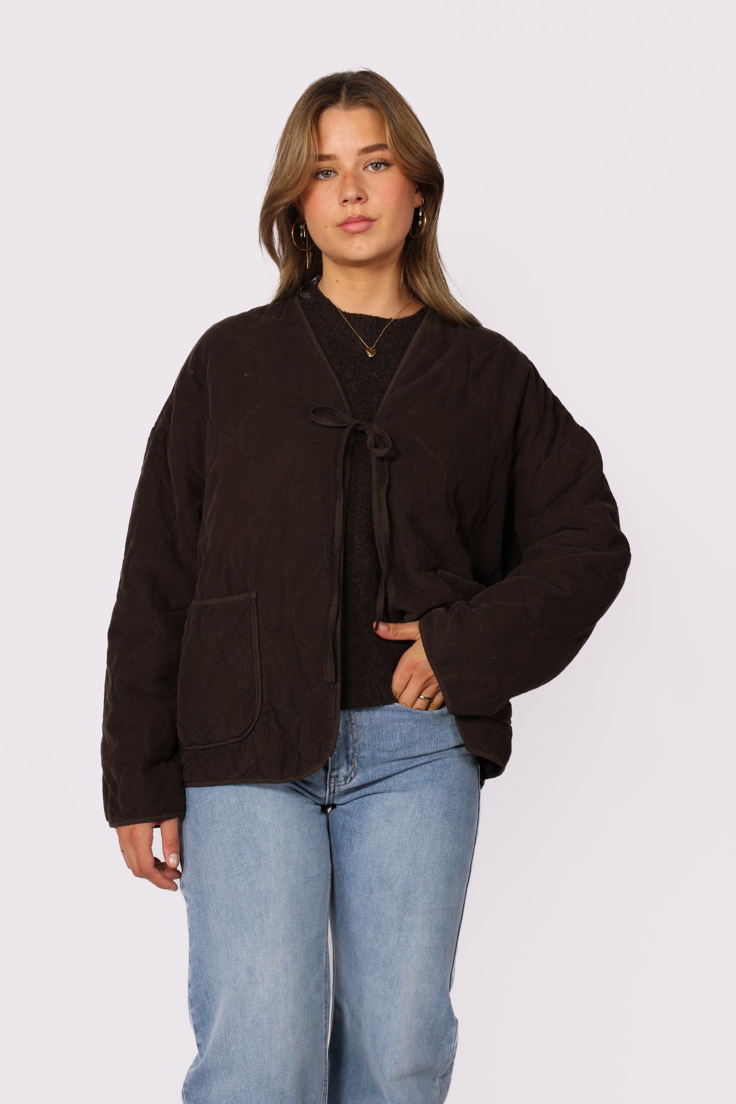 TIE FRONT JACKET - BROWN