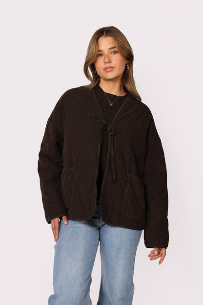 TIE FRONT JACKET - BROWN