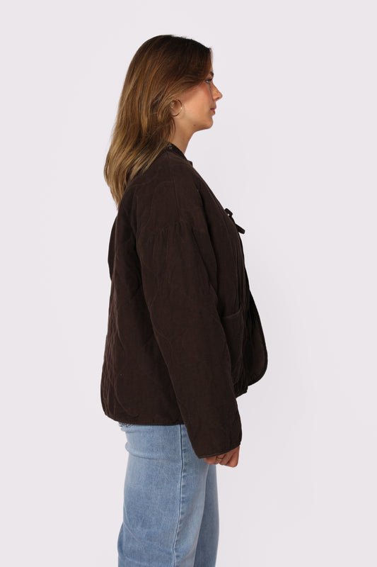 TIE FRONT JACKET - BROWN