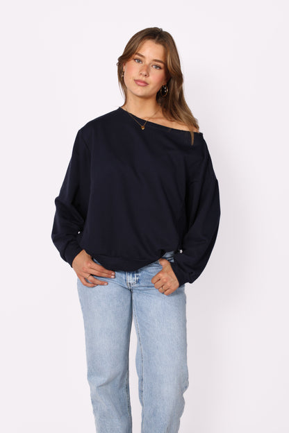 LEAH OFF SHOULDER SWEATER - NAVY