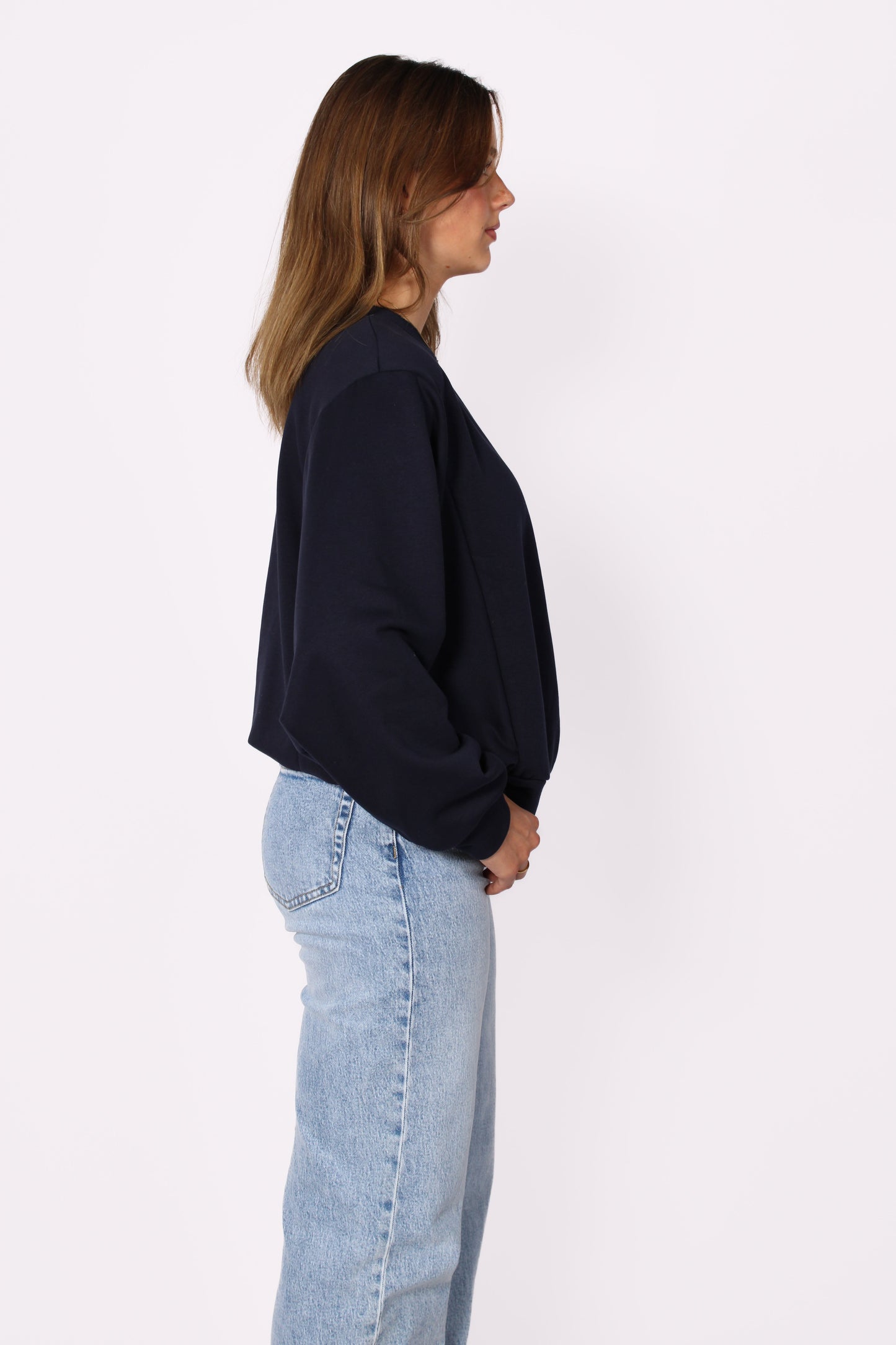 LEAH OFF SHOULDER SWEATER - NAVY