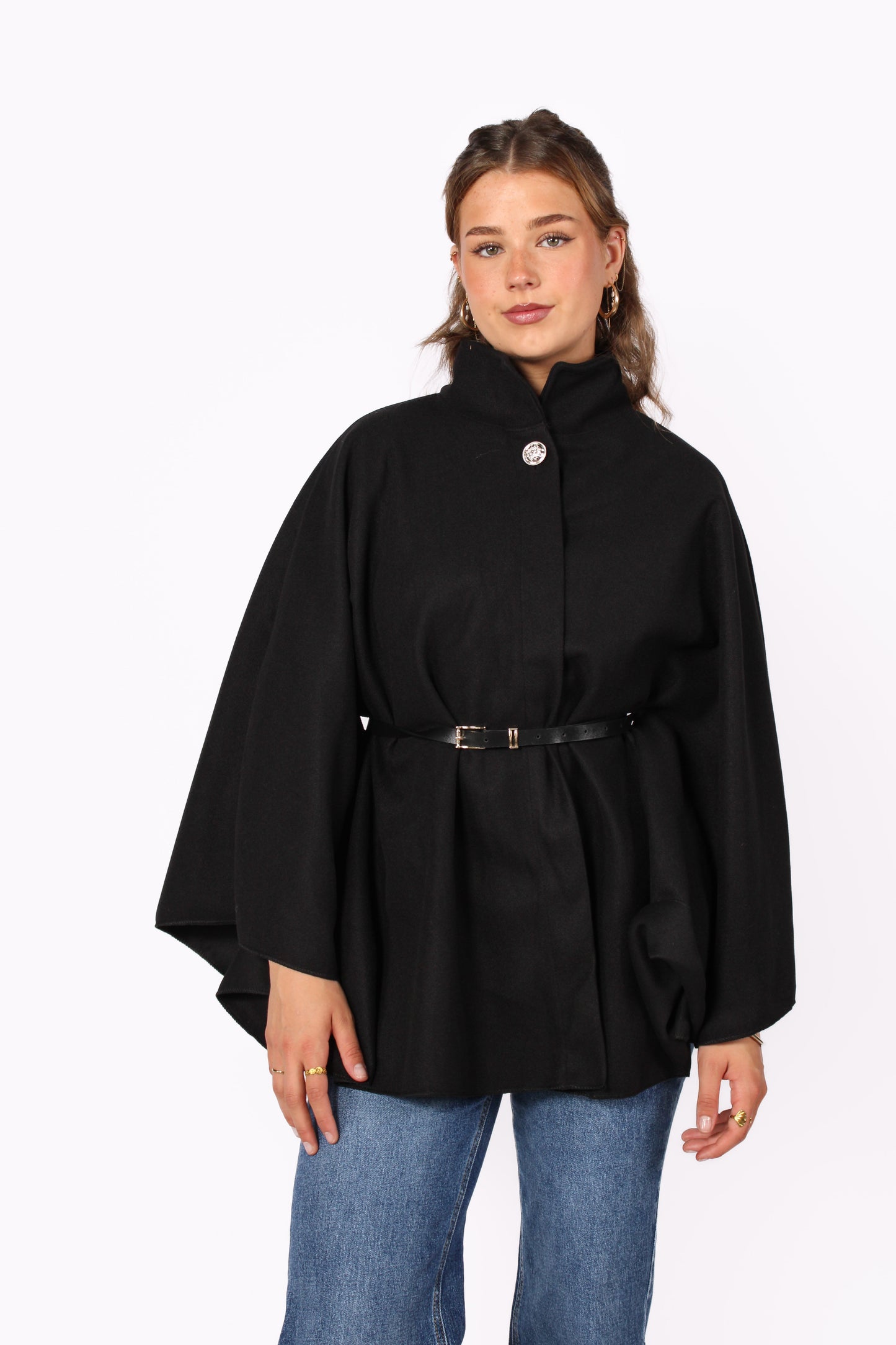 LONG PONCHO - BLACK