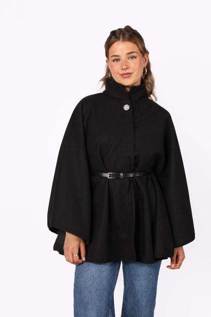 LONG PONCHO - BLACK