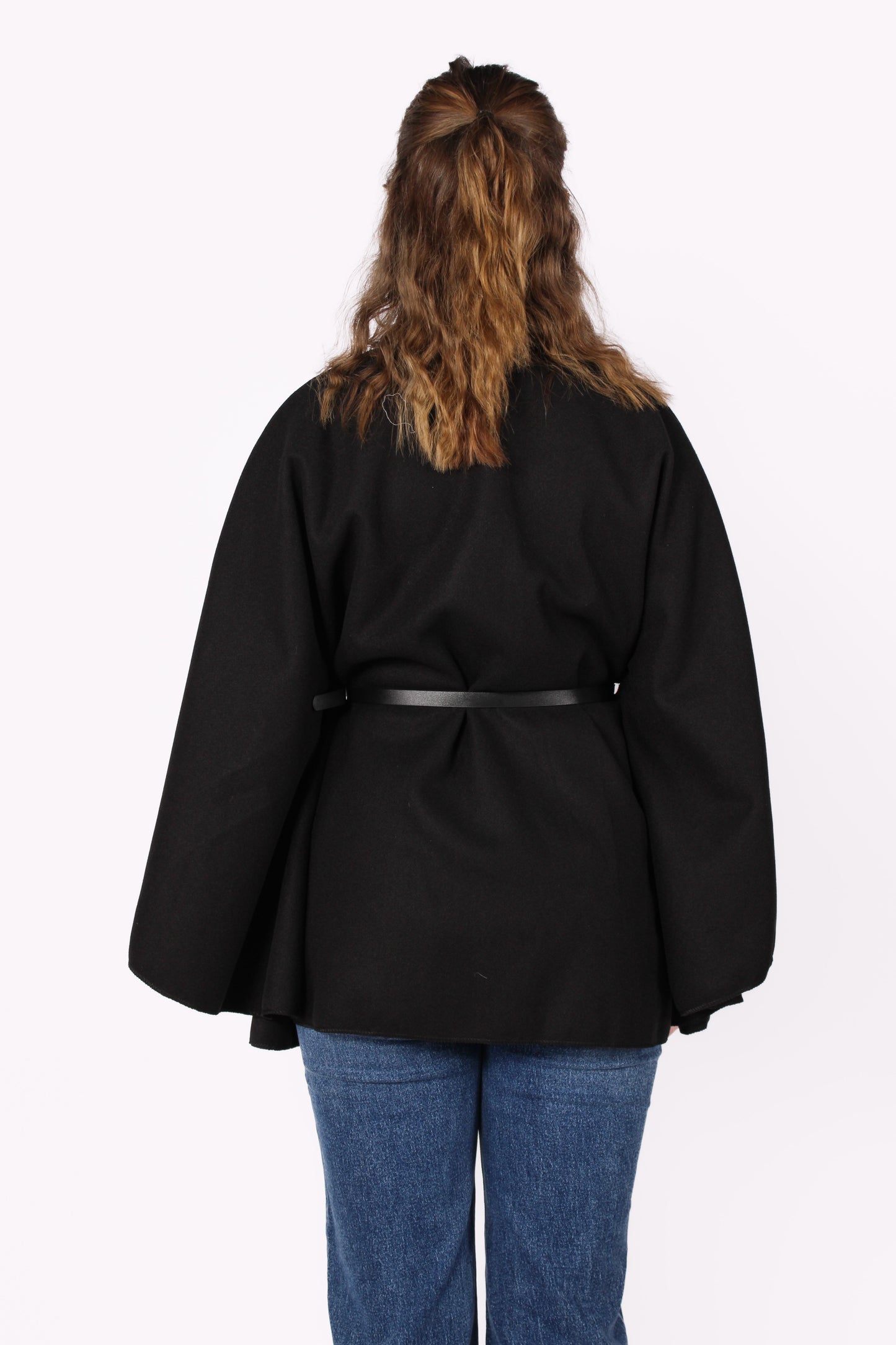 LONG PONCHO - BLACK