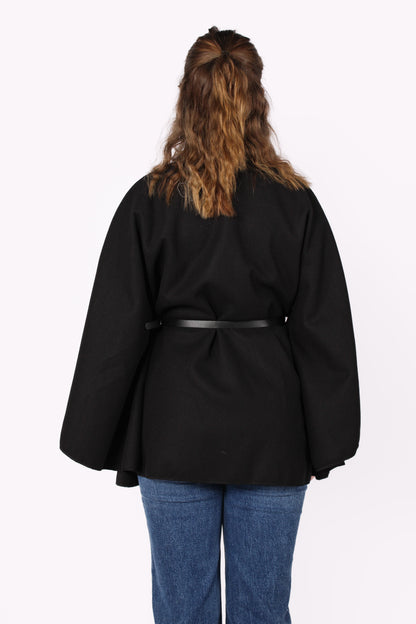 LONG PONCHO - BLACK