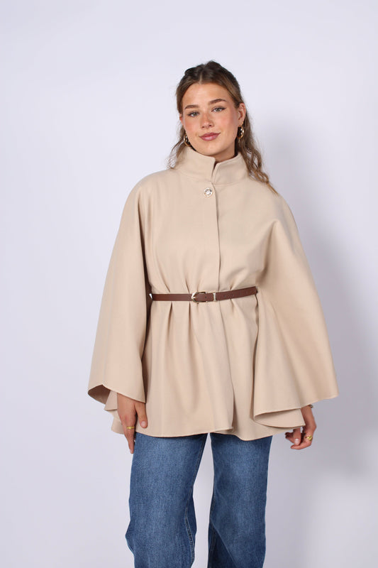 LONG PONCHO - BEIGE