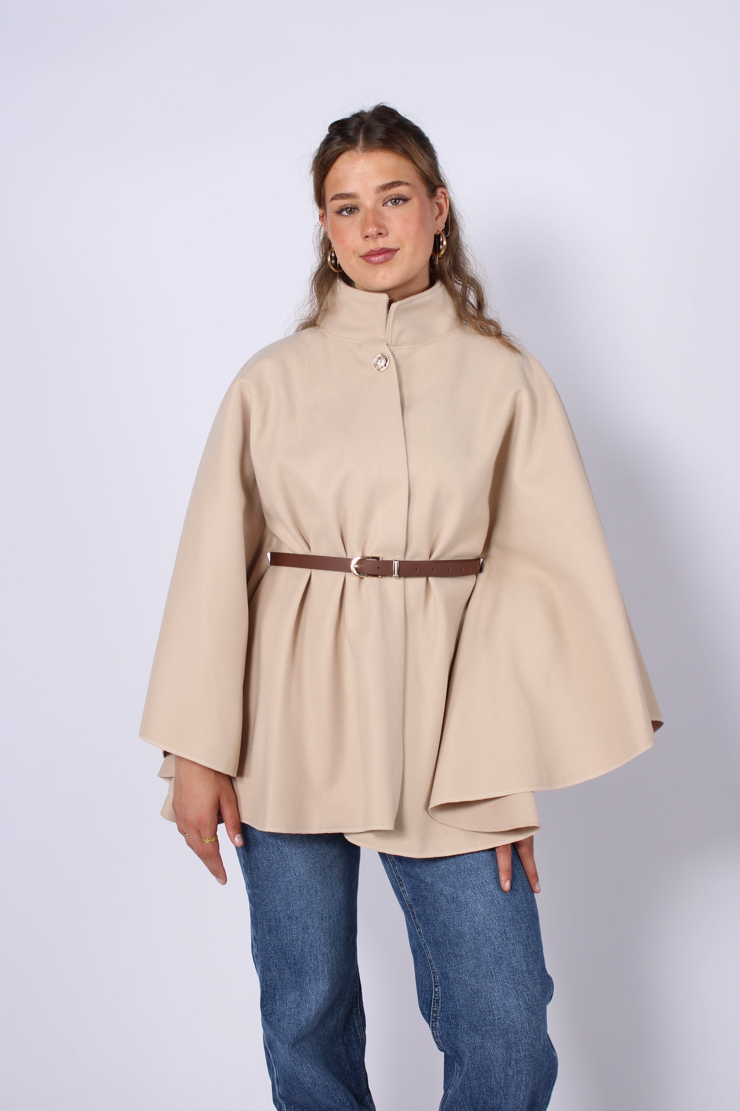 LONG PONCHO - BEIGE