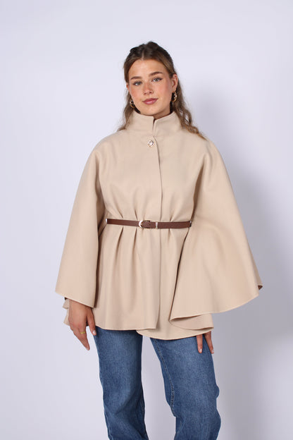 LONG PONCHO - BEIGE