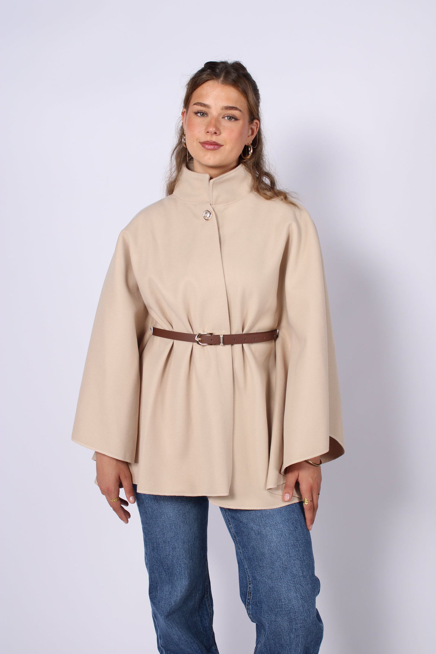LONG PONCHO - BEIGE