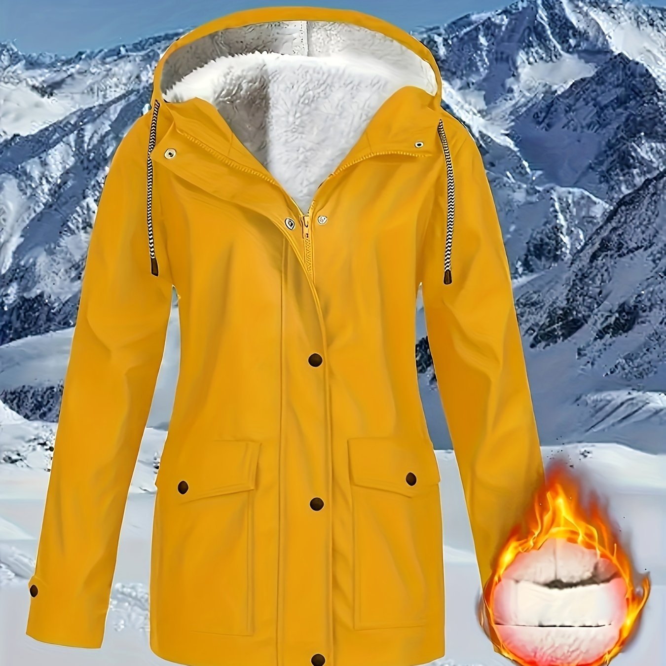 Comfortabele rode jas met rits en kap, met kunstbontenrand - Dames casual lange mouw, met trekkoord, zakken, warme buitenkleding voor herfst en winter, winterkleding|Zip-up hoodie|Comfortabele stofjas