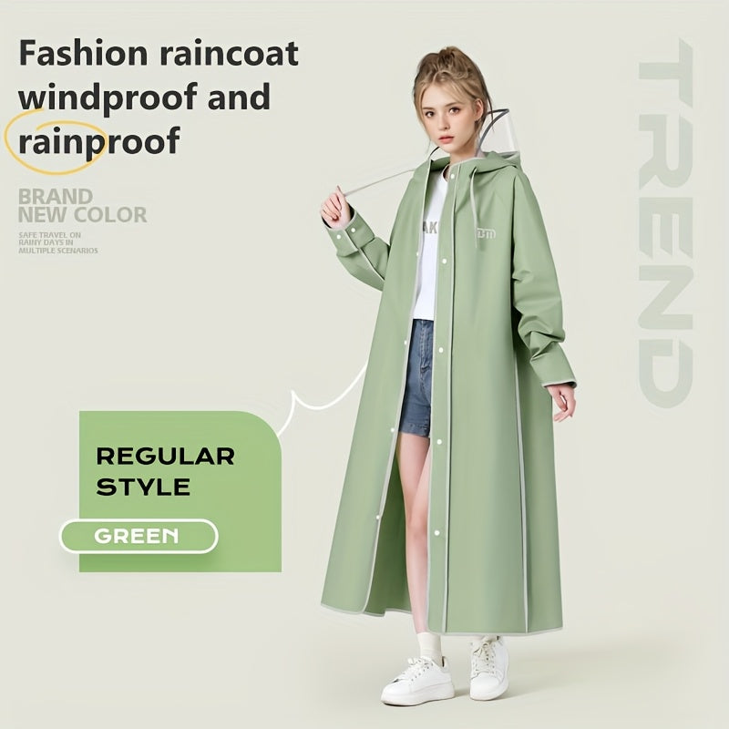 BM Dames Lange Zware Winddichte Regenjas - Oversized Capuchon Motorfiets/Rijjack met Grote Rits aan de Voorkant, Water- en winddicht, Compatibel voor Motorrijden (Groen) Geschikt om te Fietsen, Wandelen of Pendelen in De Regen