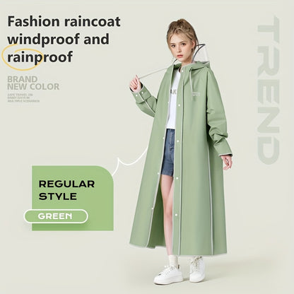 BM Dames Lange Zware Winddichte Regenjas - Oversized Capuchon Motorfiets/Rijjack met Grote Rits aan de Voorkant, Water- en winddicht, Compatibel voor Motorrijden (Groen) Geschikt om te Fietsen, Wandelen of Pendelen in De Regen