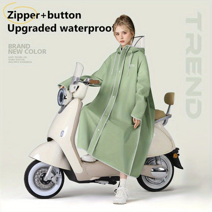 BM Dames Lange Zware Winddichte Regenjas - Oversized Capuchon Motorfiets/Rijjack met Grote Rits aan de Voorkant, Water- en winddicht, Compatibel voor Motorrijden (Groen) Geschikt om te Fietsen, Wandelen of Pendelen in De Regen